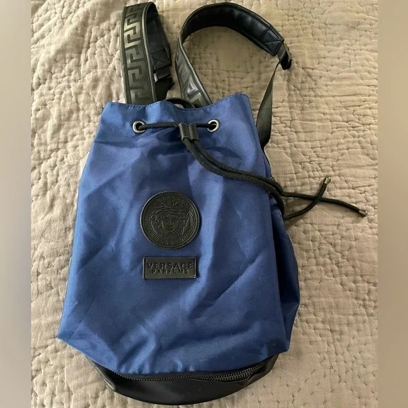 Versace | Bags | Versace Parfums Navy Blue Black Nylon  display picture 2